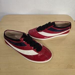 Gucci Men’s Falacer Hebron Web Patent Leather. U.S Size 5.5 Red Multi